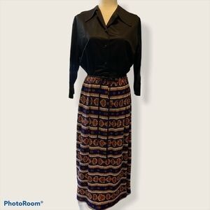 Vintage 70’s pleated circle skirt button top dress